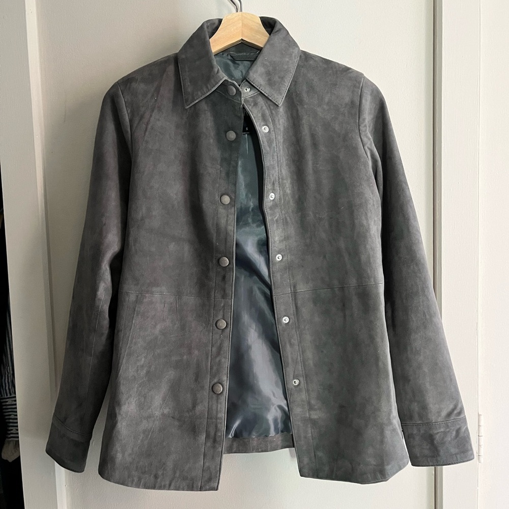 NWT Grey Suede Shirt Jacket with Snaps